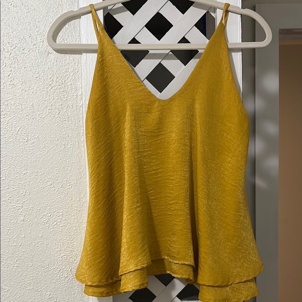 Yellow Asymmetrical Tiered Camisole